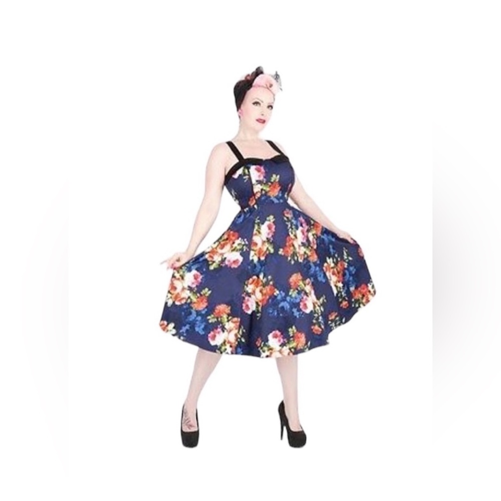 Hearts & Roses NAVY FLORAL COCKTAIL 50s PINUP RETRO VINTAGE PUNK PARTY DRESS